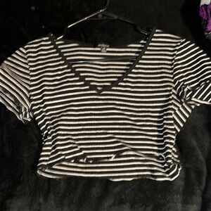 Striped V-Neck Crop Top